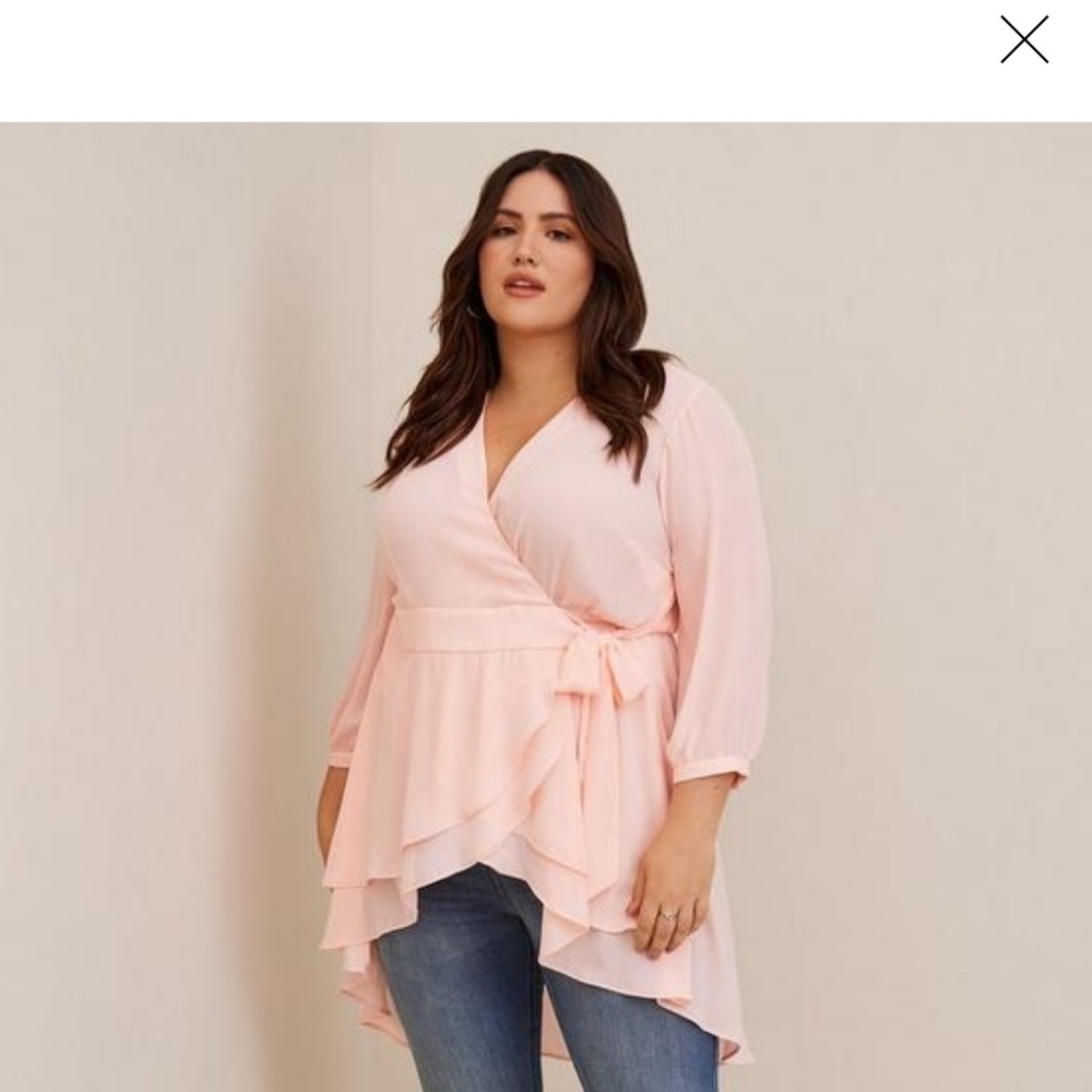 Peach Wrap Tunic Blouse. Nwt, Torrid Size 4.